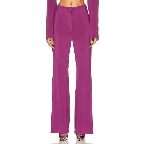 Remain Jessie Wide Leg Pants Size 4 Purple Silky Satin Split Leg Dressy Trousers - Picture 1 of 14